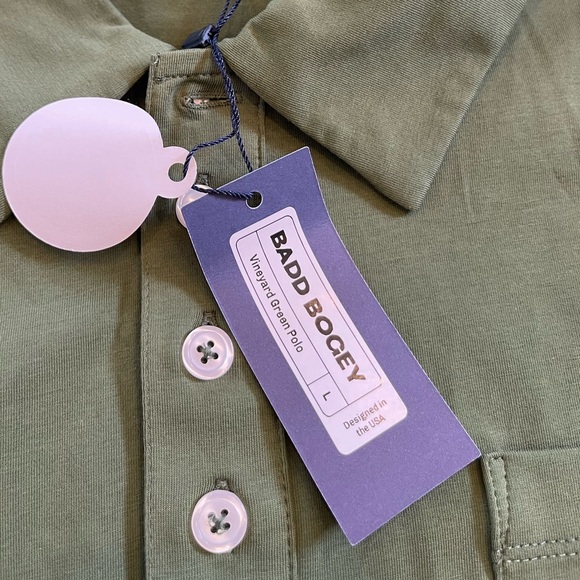 NWT Men's BADD BOGEY Green Short Sleeve Golf Active Pima Cotton Blend Polo Shirt - Picture 5 of 9